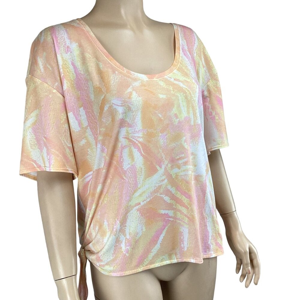 Prana Women’s Polyjungle Top Size Medium Pastel Tie-Dye Loose Fit Short‎ Sleeve - Picture 5 of 8